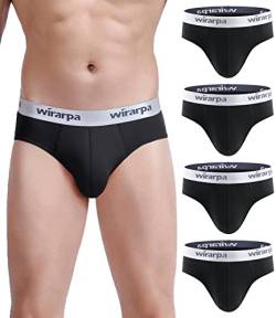 wirarpa Herren Slip 4er Pack 95% Gekämmte Baumwolle Unterhosen Manner mit Breiter Elastischer Bund Atmungsaktiv Dehnbar Schwarz Größe L von wirarpa