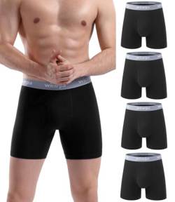 wirarpa Herren Unterhosen Trunks Baumwoll-Stretch Boxershorts mit offenem Hosenschlitz, ohne Etikett, für Männer, reguläres Bein, 4er Pack Größe L von wirarpa