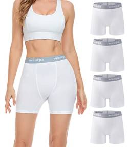 wirarpa Radlerhose Damen Baumwolle Boxershorts Hose unter Kleid Radler Lange Unterhose Weiß 4er Pack Größe 3XL von wirarpa