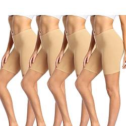 wirarpa Radlerhose Damen Kurz Baumwolle Boxershorts Unter Kleid Rock Unterhosen mit Bein Anti Scheuern Kurz Leggings 4er Pack Beige Größe 5XL von wirarpa