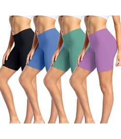 wirarpa Radlerhose Damen Kurz Baumwolle Boxershorts Unter Kleid Rock Unterhosen mit Bein Anti Scheuern Kurz Leggings 4er Pack Mehrfarbig Größe 2XL von wirarpa