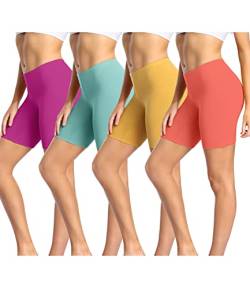 wirarpa Radlerhose Damen Kurz Baumwolle Boxershorts Unter Kleid Rock Unterhosen mit Bein Anti Scheuern Kurz Leggings 4er Pack Mehrfarbig Größe 2XL von wirarpa