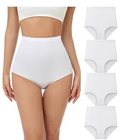 wirarpa Unterhosen Damen Baumwolle Unterwäsche Super Hohe Taille Frauen Slips Weiß 4er Pack Größe 3XL von wirarpa