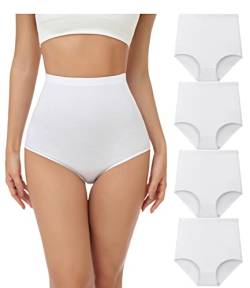 wirarpa Unterhosen Damen Baumwolle Unterwäsche Super Hohe Taille Frauen Slips Weiß 4er Pack Größe L von wirarpa