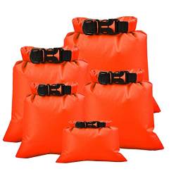 wisoolkic Dry Bags Wasserdichter Sack Faltbare Feuchtigkeitsbarrierentasche Flexible verstellbare Reservetasche Outdoor Gurthaken, Orange von wisoolkic
