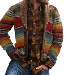 Autumn Coat Herren gestreifte Bedruckte langärmelige Strickjacke Sweater Herren Vintage Casual Loose Cardigan 1 S von wkd-thvb