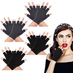 4 Paar Winter Halbfinger Handschuhe Winter Half Finger Gloves Halb Fingerhandschuhe Unisex Winter Fingerlose Handschuhe Strickhandschuhe Winter Warme Handschuhe Strick Fingerlose Fäustlinge, 2 Farben von wlertcop