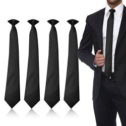 Krawatte für Herren, zum Anklippen, einfarbig, Uniform, vorgebunden, verstellbarer Nackenriemen, Krawatte für Hochzeit, Beerdigung, formelle Geschäftskrawatte, Schuluniformen, Schwarz , One size von wlertcop