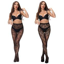 wlertcop 2 Paar Netzstrumpfhose Schwarz Fishnet Stockings für Damen Damenstrumpfhose netzstrumpfhosen Zwei Modelle Schwarze Netzstrumpfhose Netzstrumpfhosen Damen Muster für Damen Einheitsgröße von wlertcop