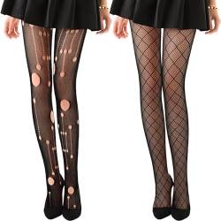 wlertcop 2 Paar Stumpfhose Spinnennetz Stockings Sexy Damen Women's Tights Thermo Strumpfhosen Damen Netzstrumpfhose Goth Clothes Strümpfe Strumpfhosen Tanzstrumpfhose Netz Strumpfhosen Schiere Mesh von wlertcop