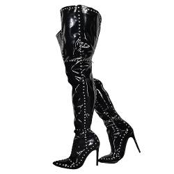 Damen 11,5 Cm Overknee Stiefel Sexy Stiletto High Heel Stiefel,Schwarz,47 EU von woileRQ