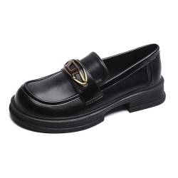 Damen Schwarz Einzelschuhe Mode Große Größe Flache Schuhe Damen Verstellbare Sommerschuhe Unisex für Party Club Arbeit, schwarz 1, 36 EU von woileRQ