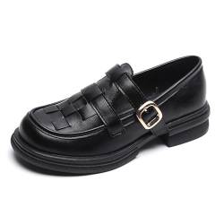 Frauen Schwarze Single -Schuhe Mode Große Flachschuhe Ladies Verstellbare Sommerschuhe Unisex Für Party Clubarbeit,Schwarz,40 EU von woileRQ
