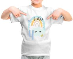 wolga-kreativ T-Shirt Geburtstag Mädchen Junge ich Bin Schon 1 2 3 4 5 6 7 8 9 Jahre mit Namen Regenbogen Wolke Geburtstagsshirt personalisiert Kindergeburtstag Geschenk Kinder von wolga-kreativ