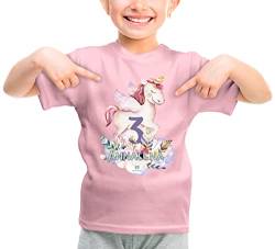 wolga-kreativ T-Shirt Geburtstag Mädchen ich Bin Schon 1 2 3 4 5 6 7 8 9 Jahre mit Namen Einhorn Federn Geburtstagsshirt personalisiert Kindergeburtstag Geschenk Kinder von wolga-kreativ