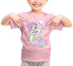 wolga-kreativ T-Shirt Geburtstag Mädchen ich Bin Schon 1 2 3 4 5 6 7 8 9 Jahre mit Namen Meerjungfrau Delfin Geburtstagsshirt personalisiert Kindergeburtstag Geschenk Kinder von wolga-kreativ