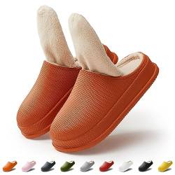 Hausschuhe Herren Damen Wasserdicht Rutschfeste Winterschuhe Warme Plüsch Cozy Slippers Leichte Reinigung Schlappen (Orange, Erwachsene, 36, Numerisch (von/bis), EU Schuhgrößensystem, 37, M) von wolkensohle