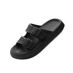 wolkensohle Hausschuhe Herren/Damen Cozislides Home Slippers Komfort Sandale Badeschuhe Unisex (Schwarz, adult, women, numeric_36, numeric_range, eu_footwear_size_system, numeric_37, medium) von wolkensohle