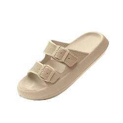 wolkensohle Hausschuhe Herren/Damen Cozislides Home Slippers Komfort Sandale Badeschuhe Unisex (khaki, adult, women, numeric_42, numeric_range, eu_footwear_size_system, numeric_43, medium) von wolkensohle