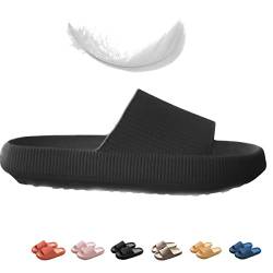 wolkensohle Hausschuhe Unisex Einfarbig Dicker Boden Hausschuhe Komfort Sandalen Rutschfest Badeschuhe (Schwarz, 38) von wolkensohle