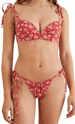 Women'secret Damen Brasilianische Bikinihose mit Blumen Dessous, Bedruckt rot, 42 von women'secret