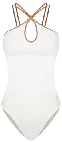 Women'secret Damen Figurformender Neckholder-Badeanzug Weiß Bikini, Elfenbein, L von women'secret