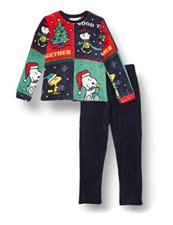 Women'secret Damen Langer Fleece, Skinny-Hose, mit Aufdruck in Weihnachtsblock Pyjama, Dunkes Kakigrün, 110 cm von women'secret