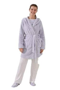 Women'secret Damen Midimantel in Fluffy Morgenmantel und Kimonos, Bedruckt blau, XL von women'secret