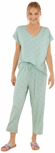 Women'secret Damen Pyjama Capri Grün Der Nachbar Blonde Pyjamaset, XL von women'secret