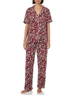 Women'secret Damen Pyjama mit langem Hemd, Blumenmuster Pyjamaset, Bedruckt rot, XXL von women'secret