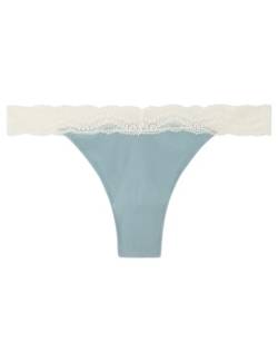 Women'secret Damen Tanga aus Baumwolle Spitze Dessous, Blau (Azul Medio), XL von women'secret