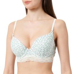 women'secret Damen Wunderschöner Push-up Baumwolle mit Blumenmuster BH, Print Blau, 85D von women'secret