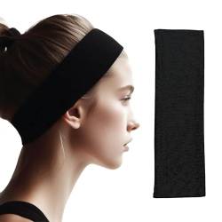 Premium 9 cm breites schwarzes Schweiß-Stirnband - 95% Baumwolle, 5% Lycra für ultimativen Komfort und Leistung für Damen & Herren Yoga Haarbänder Unisex Kylie Bandeau Schweißband von wonderCat LONDON