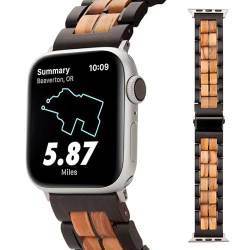 woodwear handmade Apple Smartwatch Holzarmband zweifarbig kompatibel mit Apple Watch 44 mm 42 mm Apple watch Series 1 2 3 4 5 6 7 8 SE 1 2 Uhrenarmband von woodwear