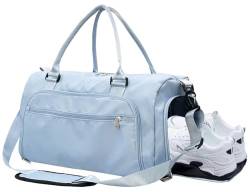 woogwin Sporttasche für Damen und Herren, mit Schuhfach und Nasstasche, Sporttasche, Reisetasche, Trainingstasche, Blau, Large von woogwin