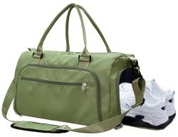 woogwin Sporttasche für Damen und Herren, mit Schuhfach und Nasstasche, Sporttasche, Reisetasche, Trainingstasche, Grün (Army Green), Large von woogwin