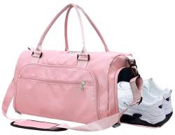 woogwin Sporttasche für Damen und Herren, mit Schuhfach und Nasstasche, Sporttasche, Reisetasche, Trainingstasche, Pink, Large von woogwin