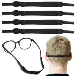worahroe Brillenband, Anti Rutsch Brillenband, Presbyopie Brillenband, 4 Stück Schwarzes Verstellbares Sonnenbrillenband, Elastisches Silikon Brillenband, Unisex Schwimmbrillenband von worahroe