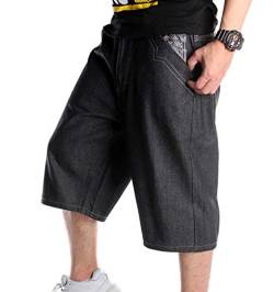 Herren Hip Hop Jeansshorts Hellbalu Hipster Style Baggy Jeans Shorts Street Dance Shorts von worclub