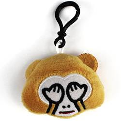 Emoji Schlüsselanhänger AFFE Augen ZU Smiley aus Plüsch See-No-Evil Monkey schämen Facepalm hochwertiger Emoticon Anhänger mit Schlaufe und Karabiner-Haken von wortek von wortek