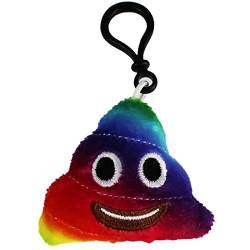 Emoji Schlüsselanhänger Kackhaufen REGEBOGENFARBEN Smiley aus Plüsch hochwertige Emoticon Anhänger mit Karabiner-Haken von wortek Kackhaufen Regenbogenfarben von wortek