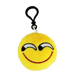 Emoji Schlüsselanhänger VERSCHMITZT Smiley aus Plüsch hochwertige Emoticon Anhänger mit Karabiner-Haken von wortek von wortek
