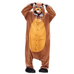 wotogold Damen Tier Cosplay Beaver Pyjamas Medium Braun von wotogold