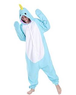 wotogold Damen Tier Narwhal Pyjamas Cosplay Kostüme X-Large Hellblau von wotogold