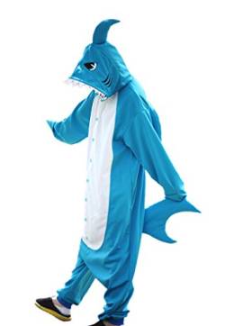 wotogold Hai-Pyjama für Erwachsene, Tiermotiv, Unisex, Cosplay-Kostüme Gr. XXL, dunkelblau von wotogold