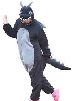 wotogold Herren Tier Drachen Pyjamas Cosplay Kostüme mit Horn Medium Schwarz von wotogold