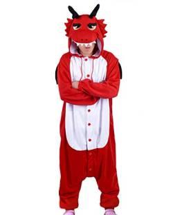 wotogold Pyjama für Erwachsene, Tiermotiv, schwarzer Drache, unisex, Cosplay-Kostüme, rot, XXL von wotogold