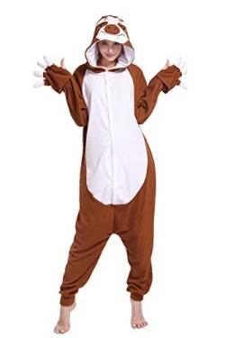 wotogold Tier Faultier Pyjamas Sloth Unisex Erwachsene Cosplay Kostüme mit Augenbraue Braun M von wotogold
