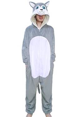 wotogold Tier Husky Hund Pyjamas Unisex Erwachsene Cosplay Kostüme Gray von wotogold