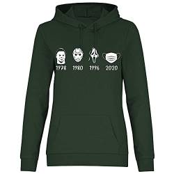 wowshirt Damen Hoodie A History of Horror Mask Halloween Film Jason Serienmörder, Größe:L, Farbe:Bottle Green von wowshirt